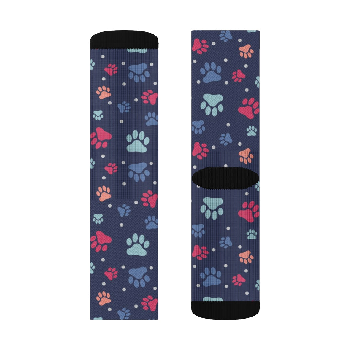 Dog Paws Pattern Socks, Blue 3D Sublimation Socks Women Mom Men Funny Fun Novelty Cool Funky Crazy Casual Cute Unique Gift Starcove Fashion