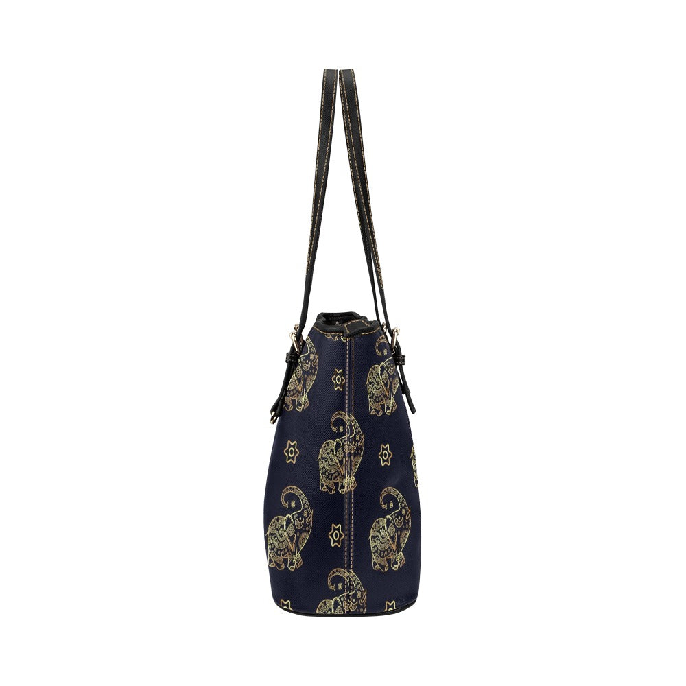 Elephant Tote Bag Purse, Animal Print Handbag Women High Grade Leather Zip Top Small Large Designer Handmade Shoulder Work Bag