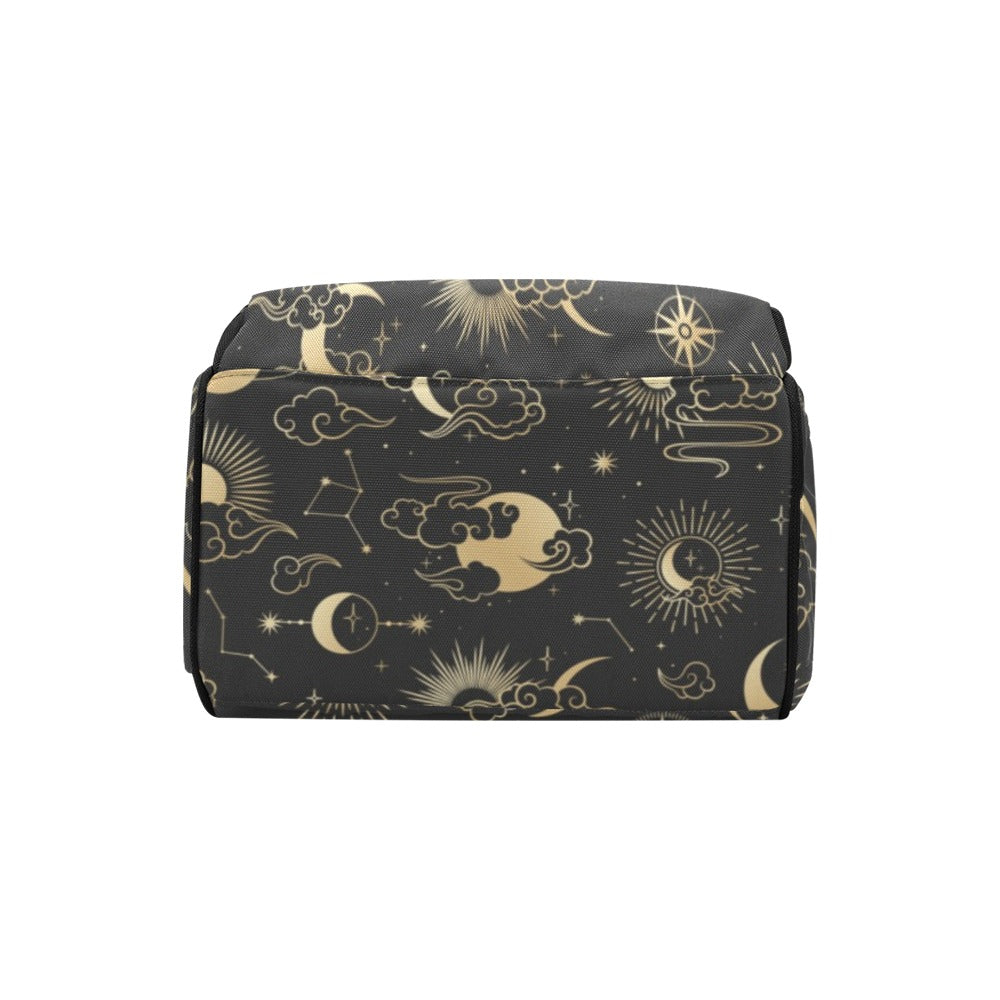 constellation backpack leather Sun Moon Diaper Bag Backpack, Constellation Stars 70s Baby Girl Waterproof Insulated Pockets Stylish Mom Designer Men Women Multipurpose