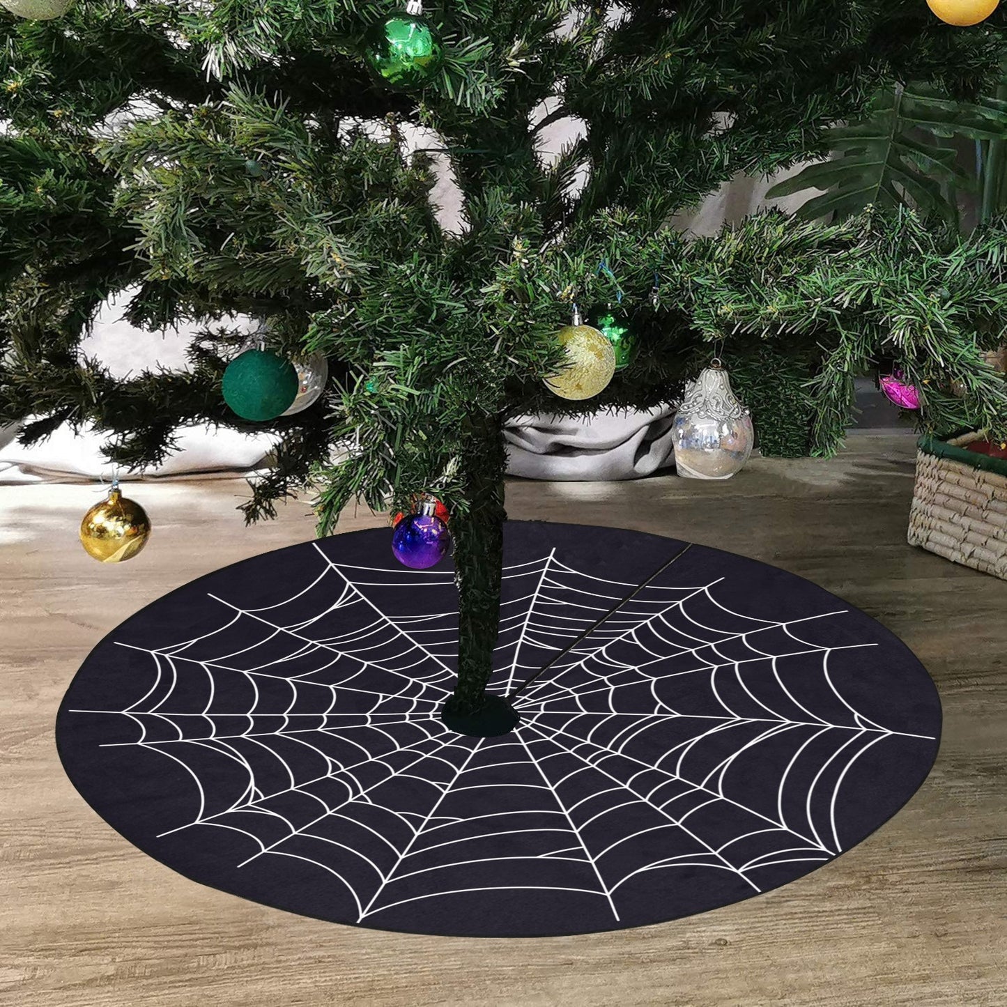 Spiderweb Halloween Tree Skirt, Black Goth Vampire Christmas Spooky Cover Decor Decoration All Hallows Eve Creepy 30 36 47 Small Large Party Starcove Fashion