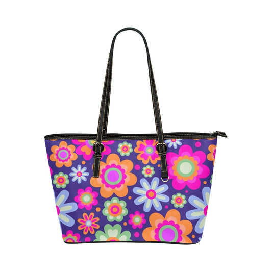 Floral Leather Tote Bag, Pink Purple Purse Small Large Flower Vegan shoulder Zip on Top Designer Women Work Laptop Handbag