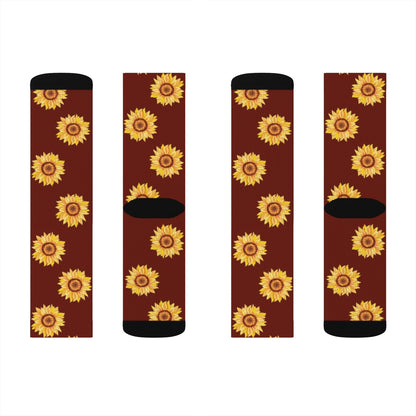Sunflower Socks, 3D Printed Sublimation, Yellow Flower Floral Women Men Funny Fun Novelty Cool Funky Crazy Casual Cute Unique Socks Starcove Fashion