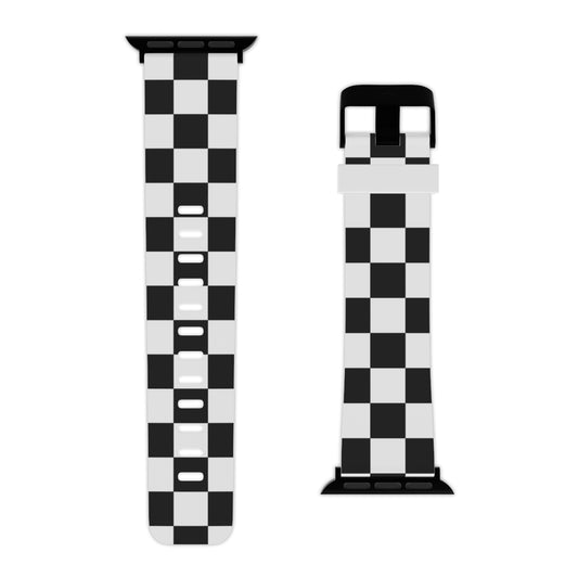 Checkered Apple Watch Band, Black White Check Designer Waterproof Sports Athletic 38mm 40mm 42mm 44mm Size Series 3 4 5 6 7 SE Strap Starcove Fashion