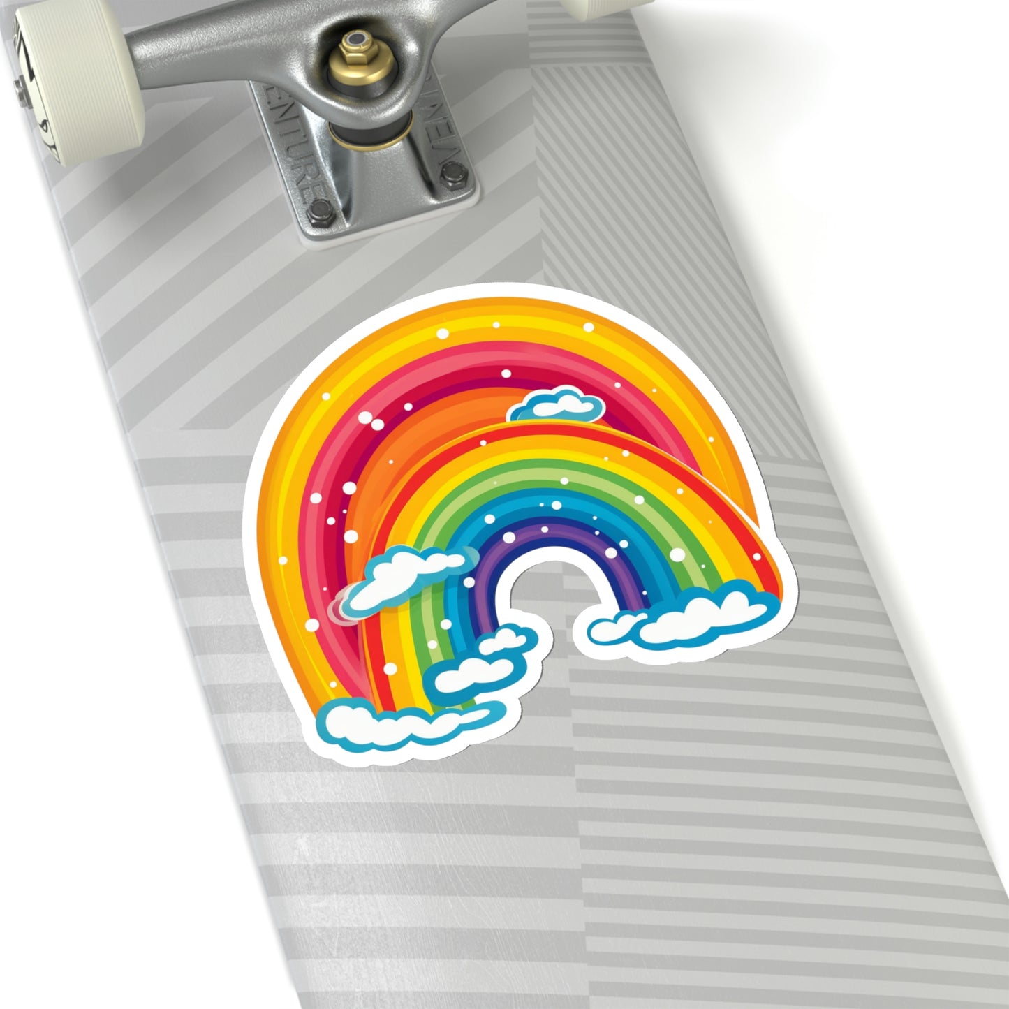 Double Rainbow Sticker, Clouds Art Laptop Decal Vinyl Cute Waterbottle Tumbler Car Waterproof Bumper Aesthetic Die Cut Wall Mural