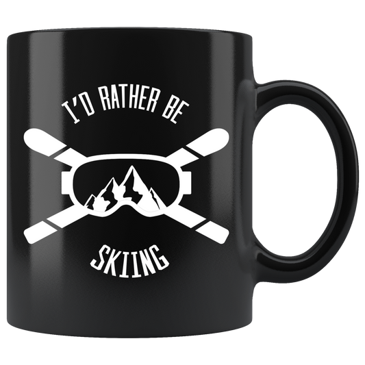 Ski Black Coffee Mug, I'D Rather Be Skiing Funny Skier Slopes Mountain Sports Vacation Cup Tea Lover Unique Novelty Cool Gift Ceramic Gift Starcove Fashion