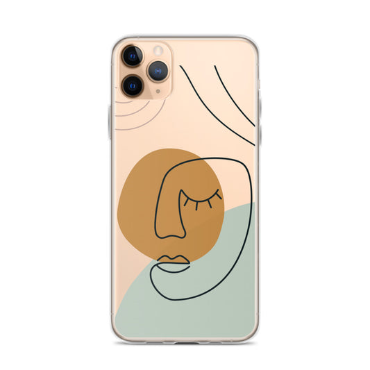 Line Face Clear iPhone 14 13 Pro Max Case, Modern Abstract Art Print Cute Aesthetic iPhone 12 11 Mini SE 2020 XS Max XR X 8 7 Transparent Starcove Fashion