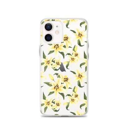 Lily Floral Clear iPhone 14 13 12 Pro Max Case, Yellow Flower Pattern Transparent Print Cute Gift iPhone 11 Mini SE XS XR X 7 8 Cell Phone Starcove Fashion