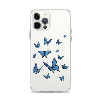 Blue Butterfly Clear iPhone 13 Pro Max Case, Monarch Print Cute Gift Aesthetic iPhone 12 11 Mini SE 2020 XS Max XR X 8 7 Plus Cell Phone Starcove Fashion
