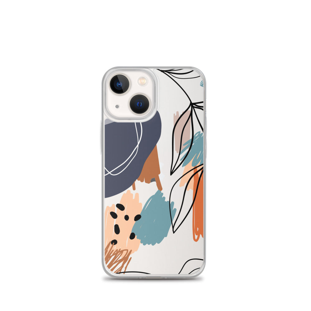 Abstract Pattern Clear iPhone 15 14 13 12 Pro Max Case, Geometric