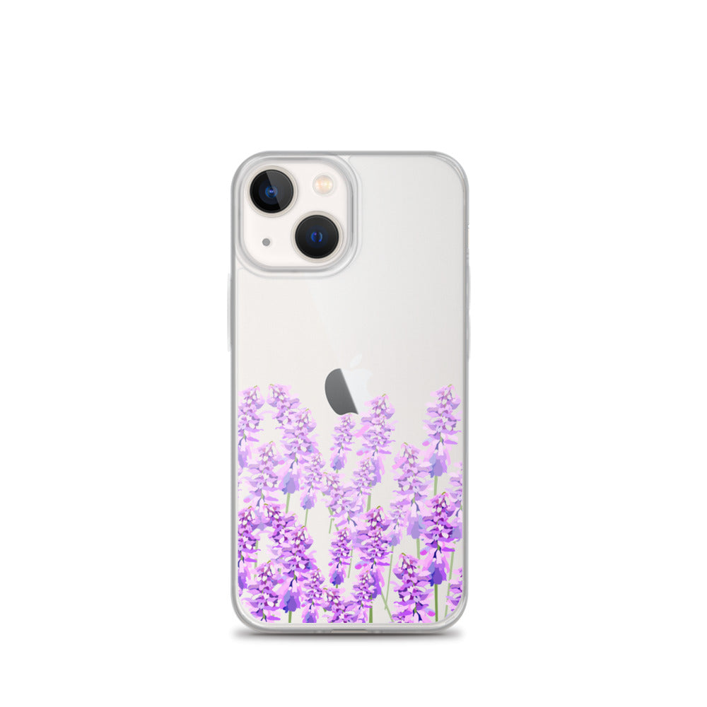 Purple Lavender iPhone 14 13 12 Case, Flowers Floral Clear Transparent Print Cute Aesthetic iPhone 11 Mini SE XS Max XR X 7 8 Cell Phone Starcove Fashion
