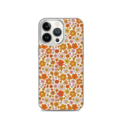 Groovy Flowers iPhone 13 12 Pro Max Case, Vintage Retro Floral Print Cute Gift iPhone 11 Mini SE 2020 XS Max XR X 8 7 Plus Cell Phone Cover Starcove Fashion