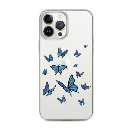 Blue Butterfly Clear iPhone 13 Pro Max Case, Monarch Print Cute Gift Aesthetic iPhone 12 11 Mini SE 2020 XS Max XR X 8 7 Plus Cell Phone Starcove Fashion