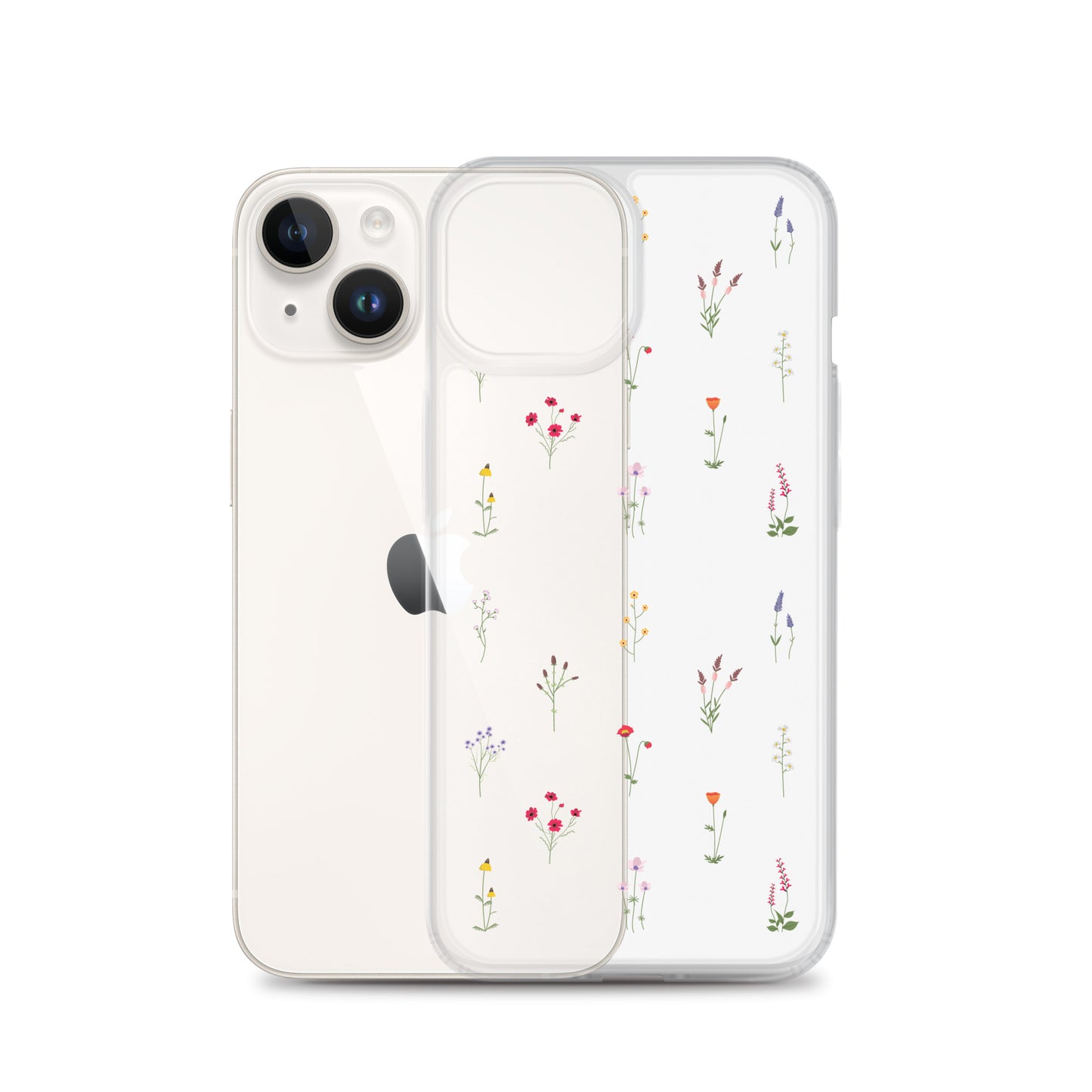 Clear Wildflowers Iphone 14 13 12 Pro Max Case, Transparent Cute Nature Flower Floral Print iPhone 11 Mini SE 2020 XS XR X 7 Plus 8 Cover