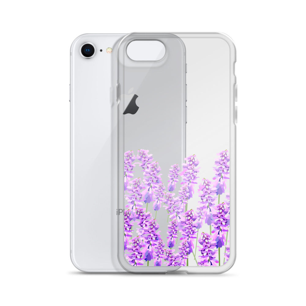 Purple Lavender iPhone 13 12 Case, Flowers Floral Clear Transparent Print Cute Gift Aesthetic iPhone 11 Mini SE 2020 XS Max XR X 7 Plus 8 Cell Phone Starcove Fashion