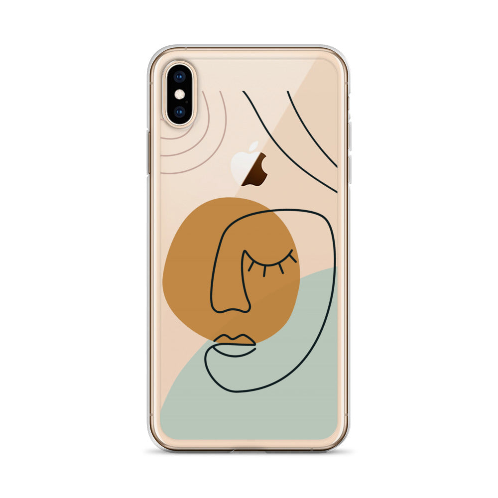Line Art Clear iPhone 13 12 Pro Max Case, Modern Face Print Cute Gift Aesthetic iPhone 11 Mini SE 2020 XS Max XR X 8 7 Plus Transparent Cover Starcove Fashion