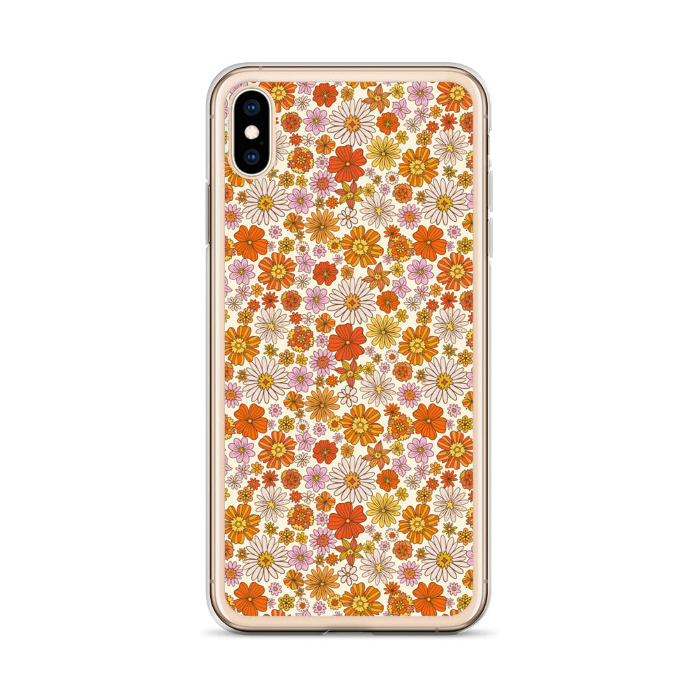 Groovy Flowers iPhone 13 12 Pro Max Case, Vintage Retro Floral Print Cute Gift iPhone 11 Mini SE 2020 XS Max XR X 8 7 Plus Cell Phone Cover Starcove Fashion