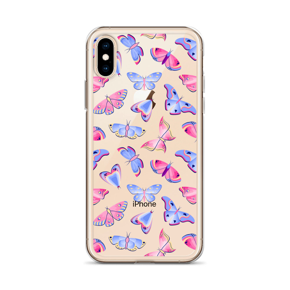 Butterfly Clear iPhone 14 13 12 Pro Max Case, Blue Pink Print Cute Gift Aesthetic iPhone 11 Mini SE 2020 XS Max XR X 8 7 Transparent Cover Starcove Fashion