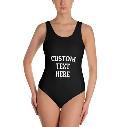 Custom Bathing Suit Women, Swimsuit Personalized One Piece Birthday Squad Black White Text Swimwear Customized Swim Starcove Fashion