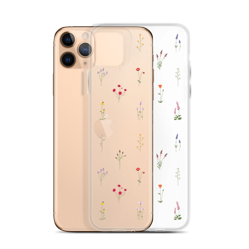 Clear Wildflower Iphone 13 12 Pro Max Case, Minimal Cute Nature Flower Floral Print iPhone 11 Mini SE 2020 XS Max XR X 7 Plus 8 Phone Cover Design Starcove Fashion