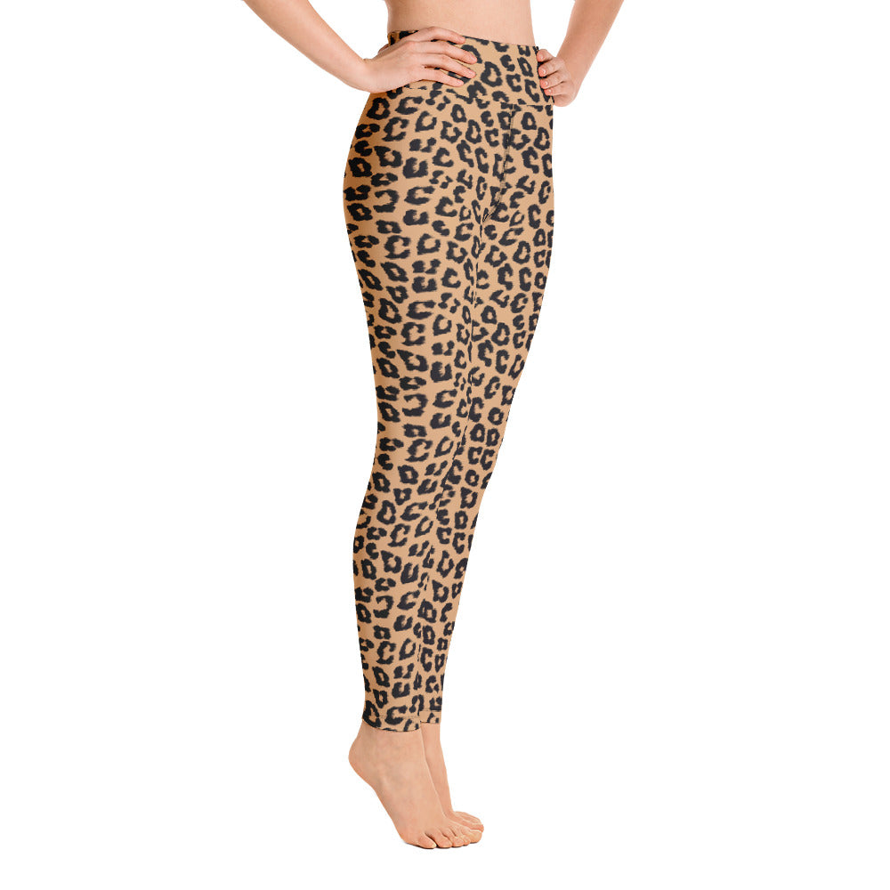 Leopard Yoga High Waist Leggings for Women, Animal Print Cheetah Printed Pants Cute Graphic Workout Running Gym Fun Designer Gift Her Activewear Starcove Fashion