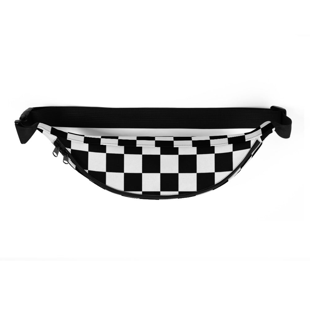 Fanny Pack, Black and White Checkered, Check Festival Hip Waist Bag, Canvas Vacation Belt, Gingham Checkerboard Pattern, Vegan Bag Starcove Fashion