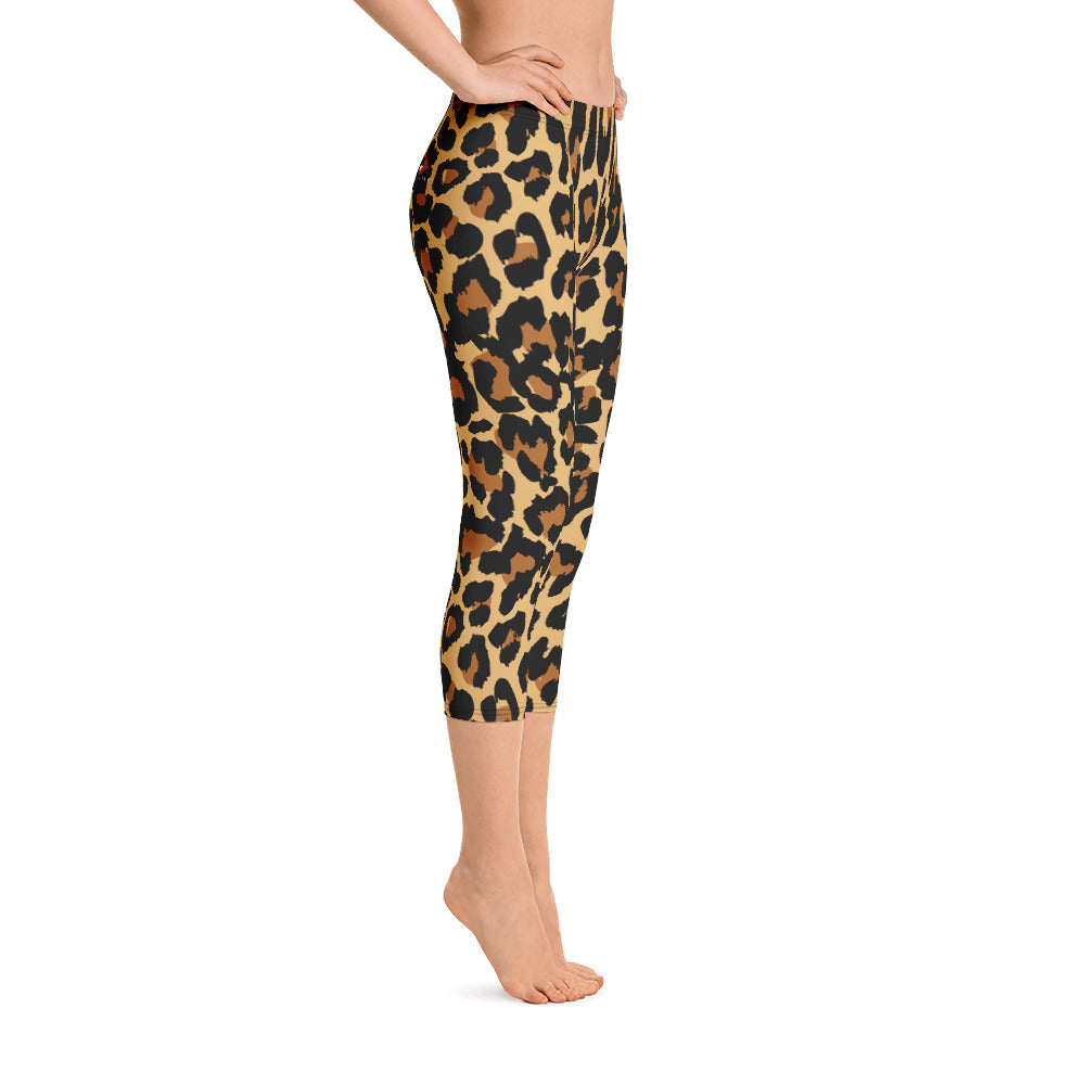 Leopard Print, Printed Yoga Leggings, Sexy Cheetah, Animal Print Capri Ankle Length Leggings Starcove Fashion