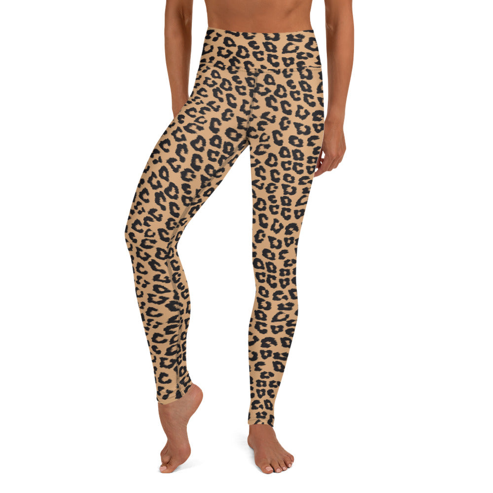 Leopard Yoga High Waist Leggings for Women, Animal Print Cheetah Printed Pants Cute Graphic Workout Running Gym Fun Designer Gift Her Activewear Starcove Fashion