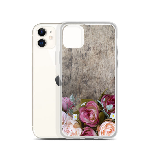 Roses on Wood iPhone 14 13 12 Pro Max Case, Cute Wooden Pink Flowers Print Gift Aesthetic iPhone 11 Mini SE XS XR X 7 Plus 8 Cell Phone Starcove Fashion