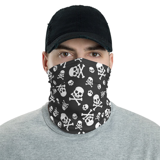Skull Face Mask Neck Gaiter, Bones Skeleton Fabric Shield Fashion Biker Half Headband Scarf Wristband Bandanna Starcove Fashion