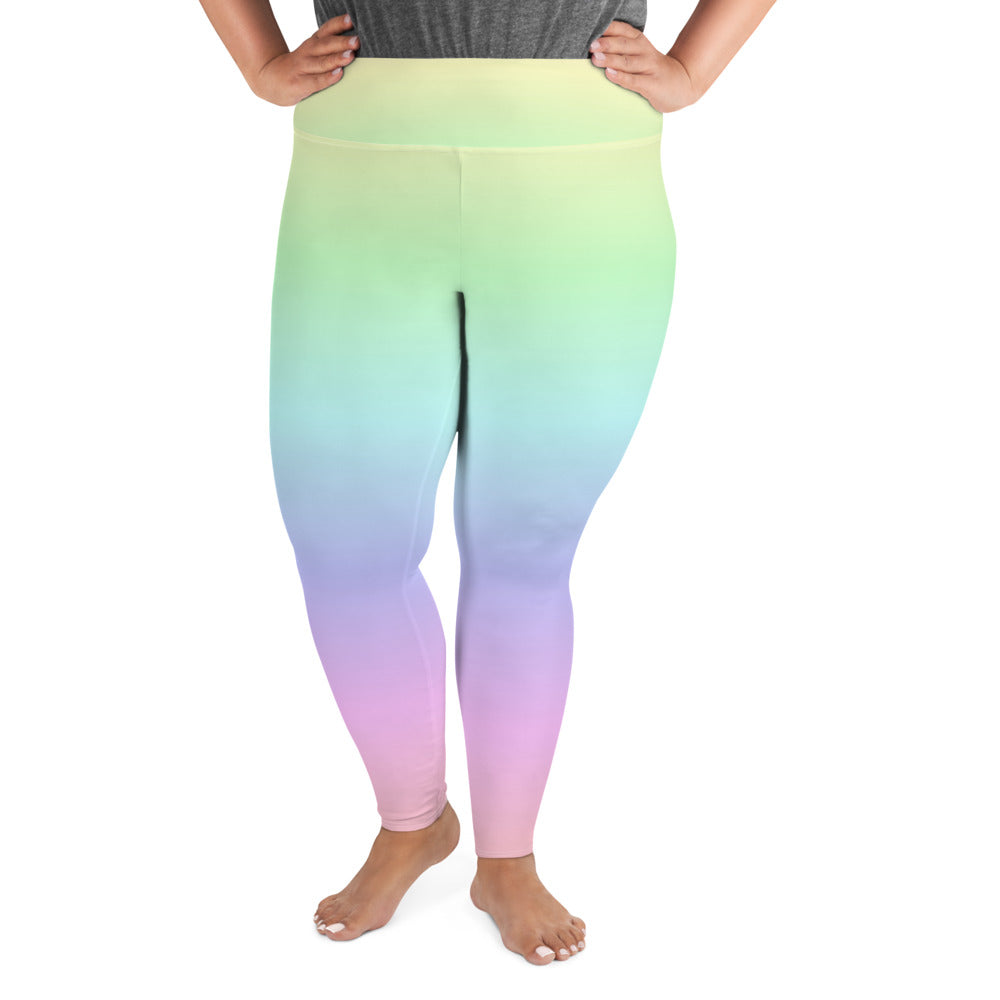 Pastel Rainbow Leggings, Tie Dye Leggings, Pastel Yoga Pants, Kawaii Goth Pink Purple, Printed Ombre Colorful Workout Leggings for Women Starcove Fashion