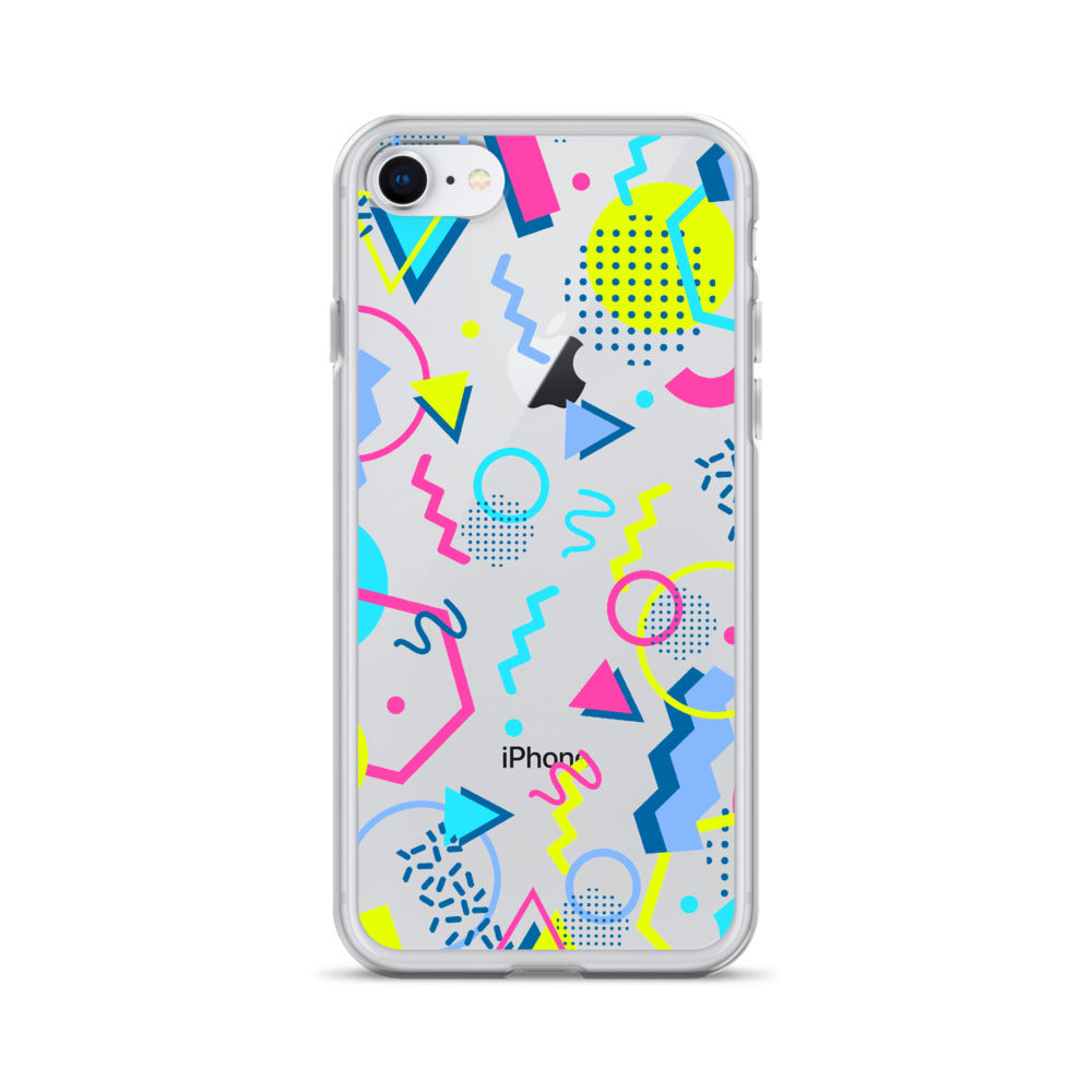 80s Geometric Colorful iPhone 13 12 Pro Max Clear Case, Pop Print Cute Gift, Aesthetic iPhone 11 Mini SE 2020 XS Max XR X 7 Plus 8 Cell Phone Starcove Fashion