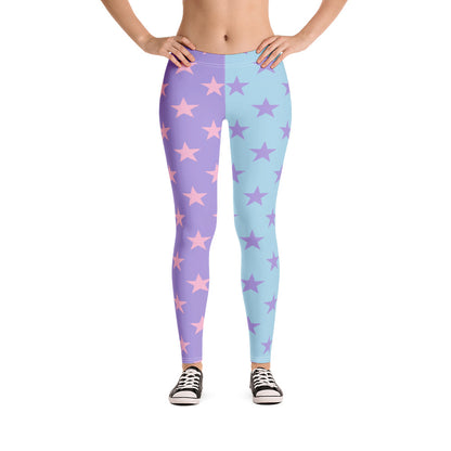 Star Leggings, Color Block Pastel Purple Blue Pink Workout Party Gym Yoga Pants Starcove Fashion