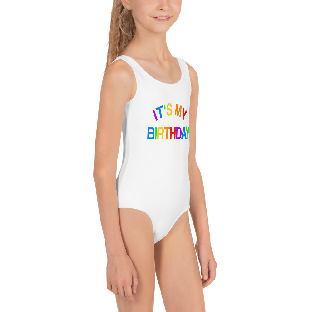 It's My Birthday Girls One Piece Swimsuit, Colorful Rainbow Toddler Kids Girl White Bathing Suit Kids Baby Pool Beach Party Swim Suit Swimwear Starcove Fashion