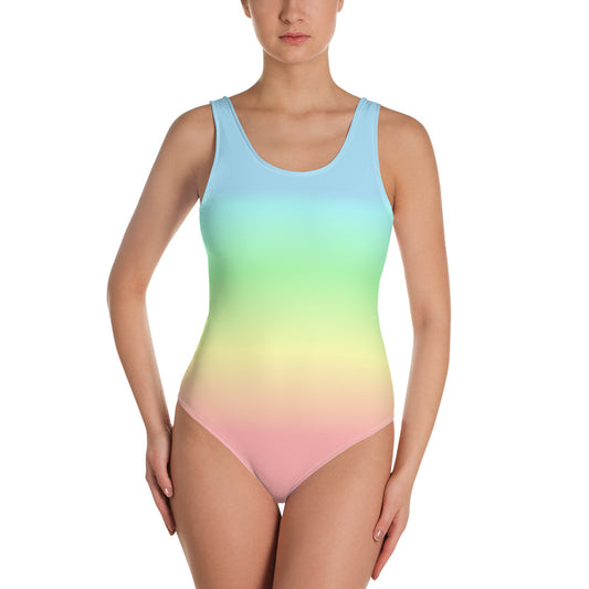 Pastel Rainbow One Piece Swimsuit, Tie Dye Swimsuit, Pastel Bathing Suit, Pastel Neon Colorful Swimwear Starcove Fashion
