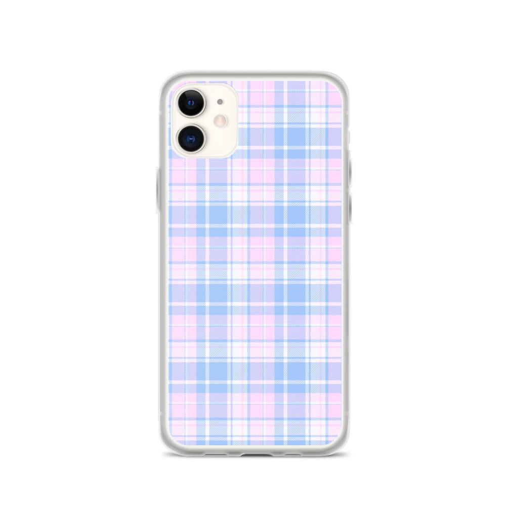 Pastel Plaid iPhone 13 12 Pro Max Case, Pink Blue Tartan Print Cute Gift Aesthetic iPhone 11 Mini SE 2020 XS Max XR X 7 Plus 8 Cell Phone Starcove Fashion