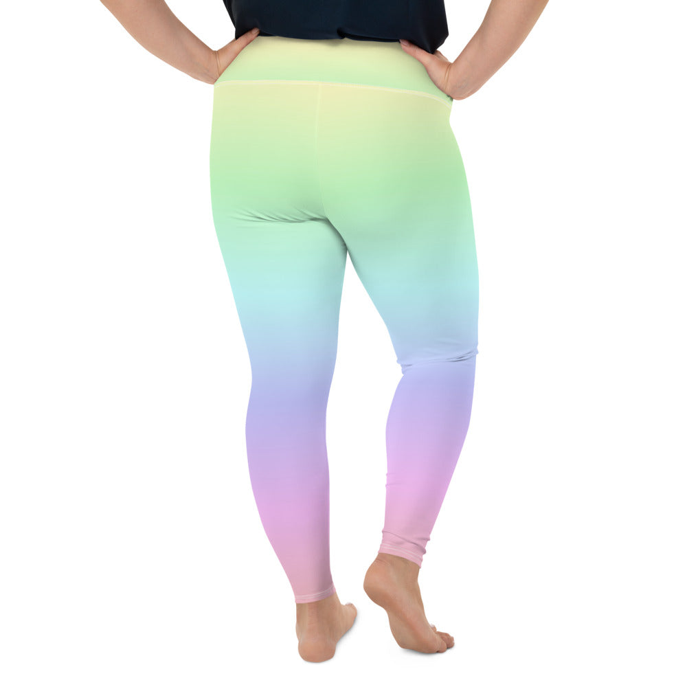 Pastel Rainbow Leggings, Tie Dye Leggings, Pastel Yoga Pants, Kawaii Goth Pink Purple, Printed Ombre Colorful Workout Leggings for Women Starcove Fashion