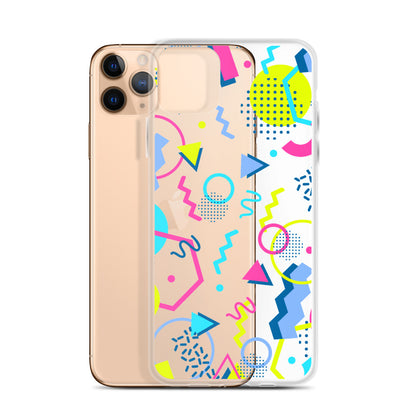 80s Geometric Colorful iPhone 13 12 Pro Max Clear Case, Pop Print Cute Gift, Aesthetic iPhone 11 Mini SE 2020 XS Max XR X 7 Plus 8 Cell Phone Starcove Fashion