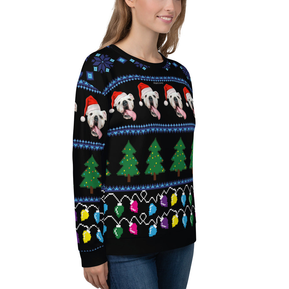 Ugly Christmas Sweater, Custom Dog Faces Cat Sweatshirt, Funny Selfie Boyfriend Girlfriend Photo Gift Party Xmas Family Women Men Holiday Sweatshirt Starcove Fashion