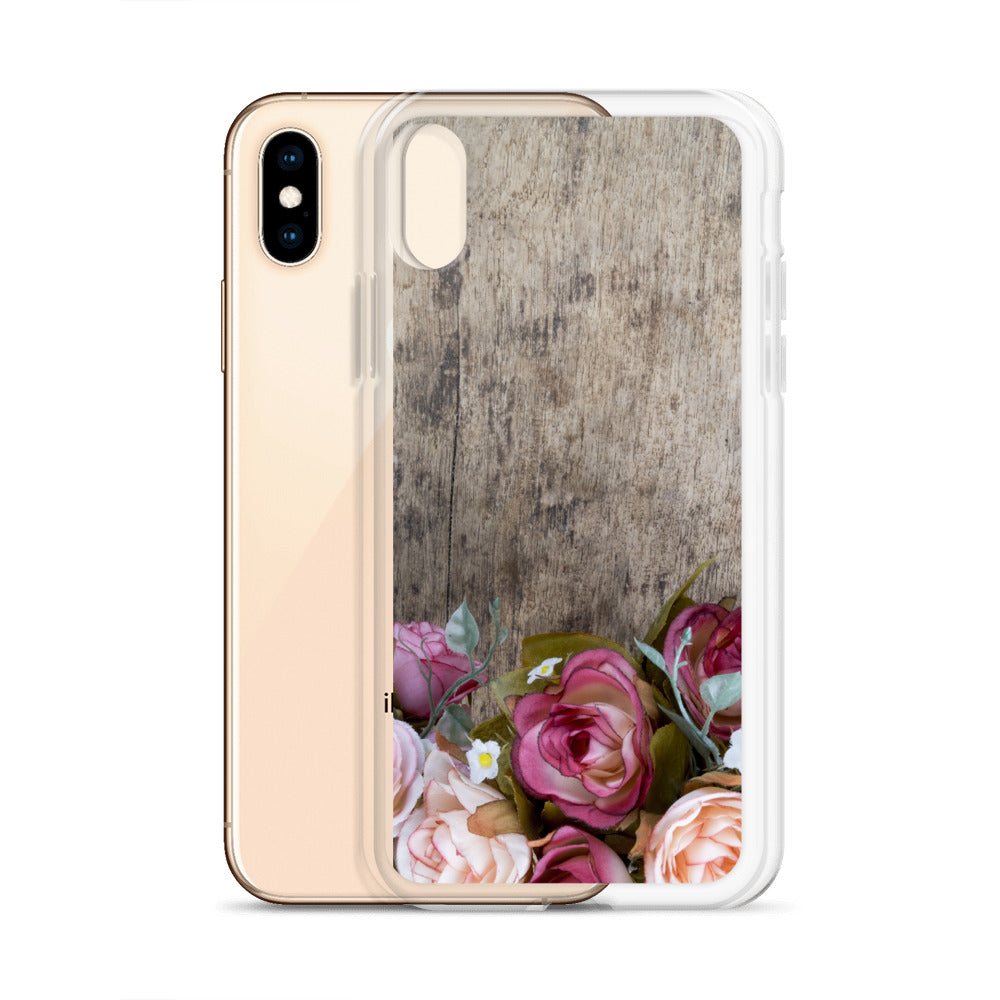 Roses on Wood iPhone 14 13 12 Pro Max Case, Cute Wooden Pink Flowers Print Gift Aesthetic iPhone 11 Mini SE XS XR X 7 Plus 8 Cell Phone Starcove Fashion