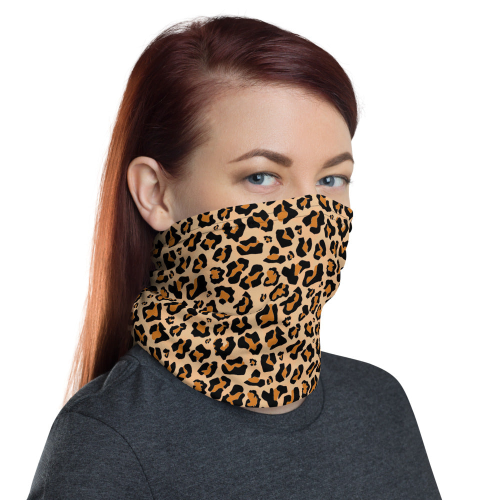 Leopard Face Mask Neck gaiter, Animal Cheetah Print Fabric Shield Cover Fashion Half Headband Scarf Wristband Bandanna Starcove Fashion