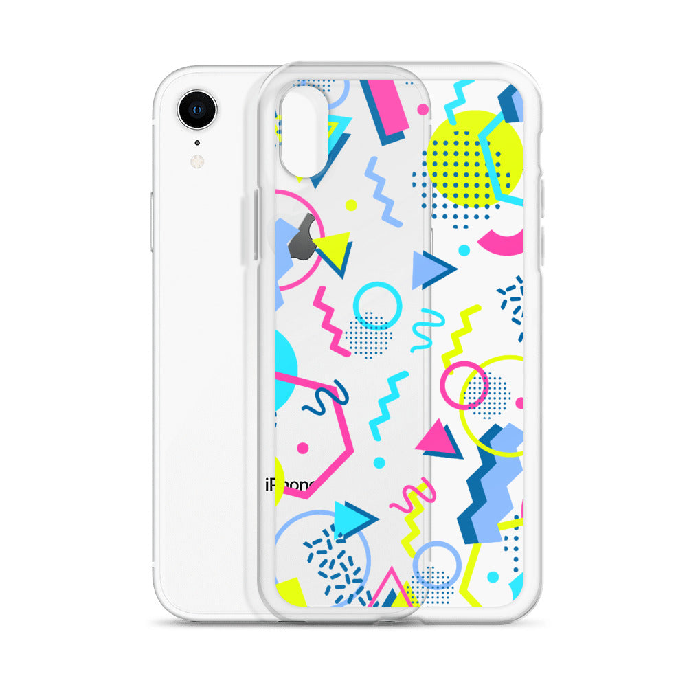 80s Geometric Colorful iPhone 14 13 12 Pro Max Clear Case, Pop Print Cute Gift Aesthetic iPhone 11 Mini SE 2020 XS XR X 7 Plus 8 Cell Phone Starcove Fashion