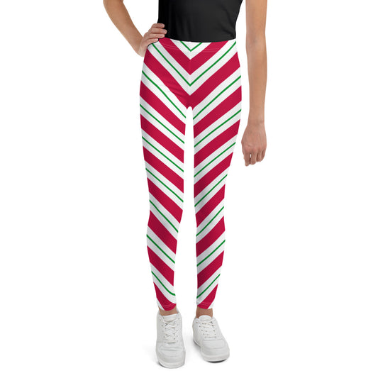 Red & White Candy Cane Capri Leggings - Holidays At Shop