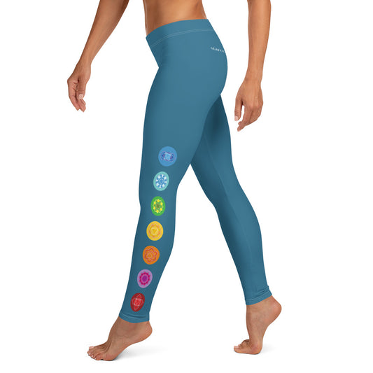 CHAKRA Leggings, Blue Symbols Chakras Yoga Pants Boho Hippie Printed Yoga Pants Cute Print Graphic Workout Running Gym Fun Gift for Her Starcove Fashion