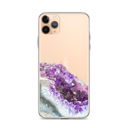 Geode iPhone 14 13 12 Pro Clear Case, Purple Crystal Amethyst Stone Print iPhone 11 Mini SE 2020 XS Max XR X 7 Plus 8 Cell Phone Starcove Fashion