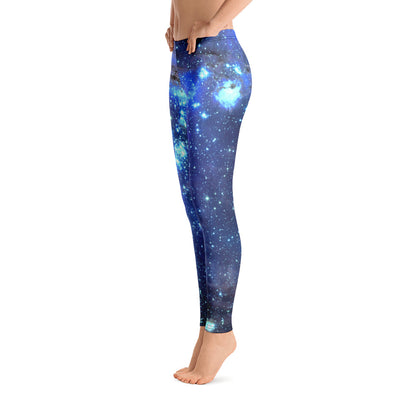 Galaxy Leggings, Yoga Space Print Pants, Cosmic Celestial Constellation Outer Space Star Royal Blue Workout Leggings Starcove Fashion