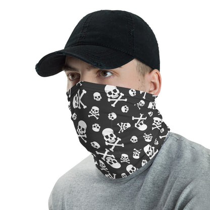 Skull Face Mask Neck Gaiter, Bones Skeleton Fabric Shield Fashion Biker Half Headband Scarf Wristband Bandanna Starcove Fashion