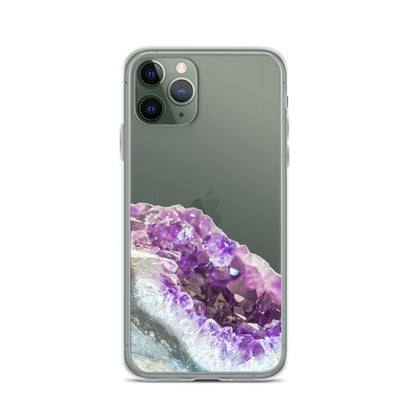 Cute Geode Slice Stone iPhone 13 12 Pro Clear Case, Purple Amethyst Crystal Print Gift iPhone 11 Mini SE 2020 XS Max XR X 7 Plus 8 Cell Phone Starcove Fashion