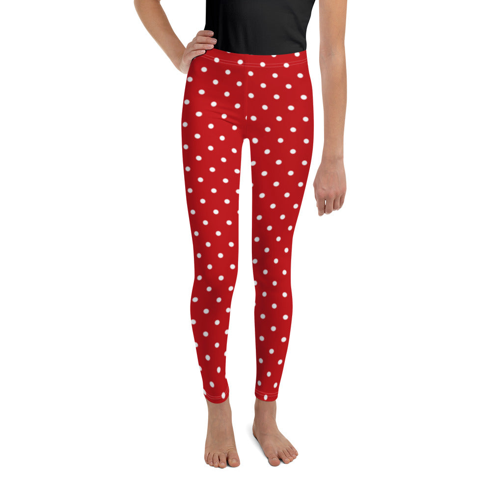 Red Polka Dots Girls Leggings (8-20), Kids Youth Christmas Holiday Starcove Fashion