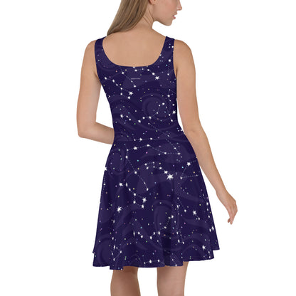 Starry Night Skater Dress, Blue Navy Galaxy Constellation Space Stars ...
