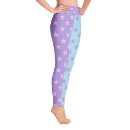 Star Leggings, Color Block Pastel Purple Blue Pink Workout Party Gym Yoga Pants Leggings Starcove Fashion